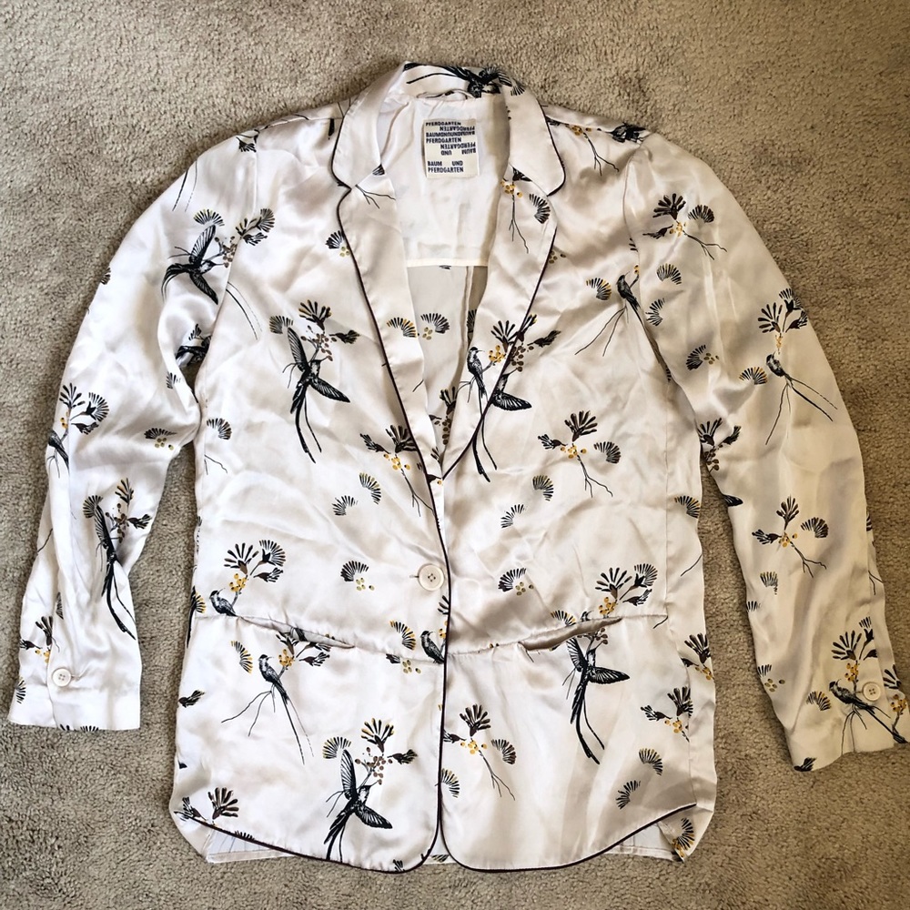 Baum Und Pferdgarten Floral Silk Satin Bird Pajama Blouse 36/XS/Small